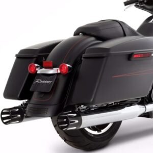 RINEHART ALL TOURING MODELS MILWAUKEE EIGHT - 4" SLIP-ON MUFFLERS CHROME WITH BLACK END CAPS MERGE